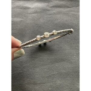 Vintage Silver Tone Rhinestone Bangle Bracelet Estate Costume Jewelry